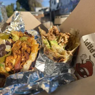 Torta and steak/shrimp burrito