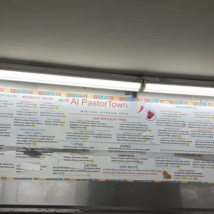 the menu of a restaurant