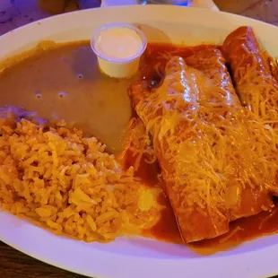 Chicken enchiladas with red sauce (bland)