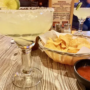 Margarita on the rocks with Chips and Salsa