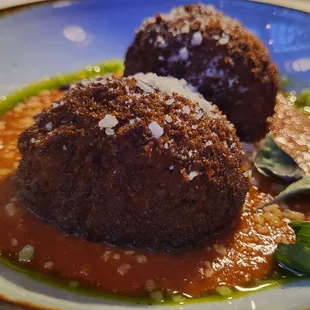 Arancini (breaded and fried rice and mozzarella balls)
