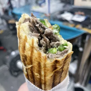 Beef Shawarma with Hummos and Jalepenos!
