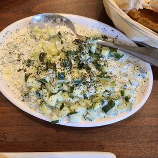Cucumber Salad. I feel bad I forgot the name. It is amazing and so crisp and fresh.