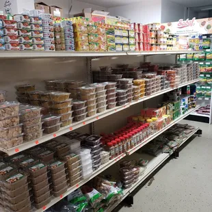 shelves of food
