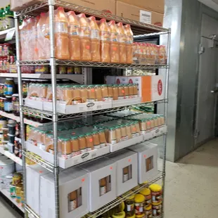 shelves of food and beverages