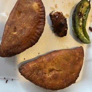 Meat sambosa, cheese sambosa, lamb kabob and WHY IS THERE A JALAPEÑO???