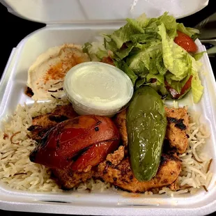 Shish Tawook Chicken Kabob Plate