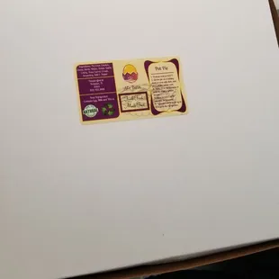 Take and bake pot pie box