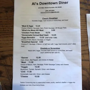 menu