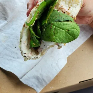 @makeMePrettie car food adventure.  Spinach &amp; cheese.