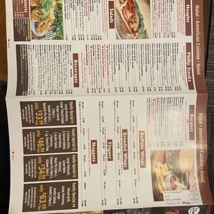 the menu of a restaurant