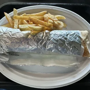 Beef kofta wrap is as big as the plate!