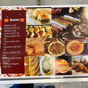 Dessert menu