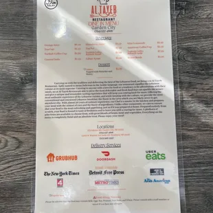 menu