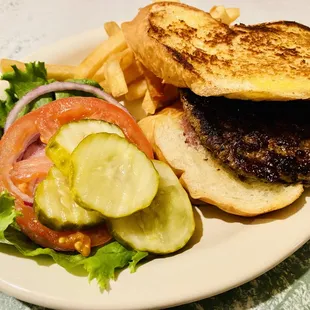 a burger and french fries