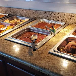 Lunch buffet - meats section. Veggies and dessert too!