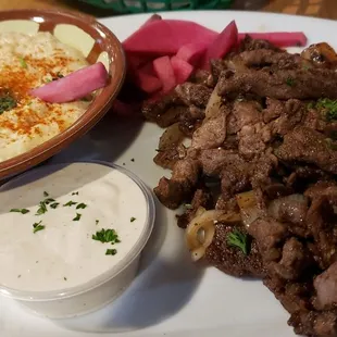 Beef shwarma with hummus side sub