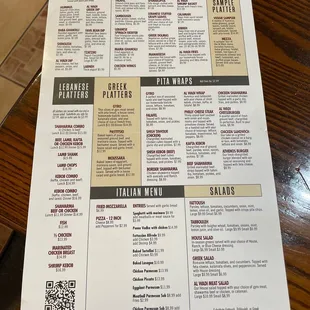 menu