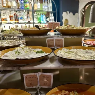 Spreads from the buffet. There was humus and baba ganoush. I was not a fan.