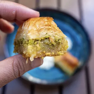 Pistachio Baklava-4 pieces. Tasty but sweet.