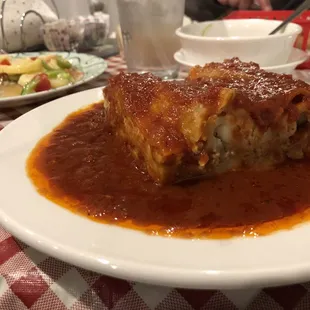 Lasagna and Italian potato salad