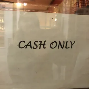 Cash Only sign