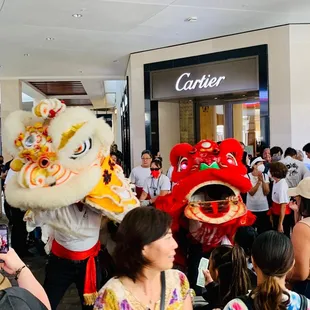 Lion dance during lunar new year celebrations