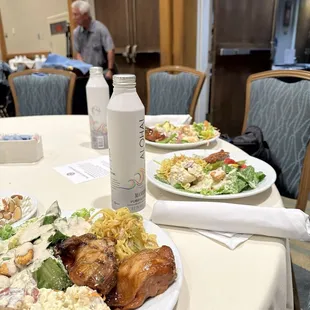 Our lunch buffet salads with chicken,  fried noodles with veggies.