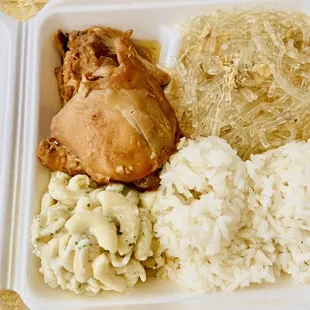 Chicken adobo and chicken long rice