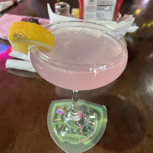 The Aviation - Aviation gin, lavender liquor, lemon juice. $6.50!