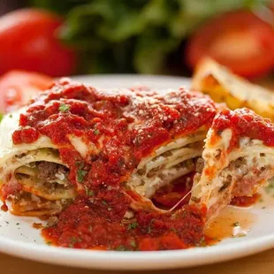 a plate of lasagna