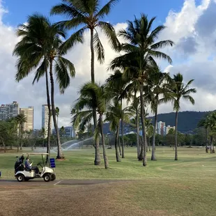 Line of golfers waiting for their tee time