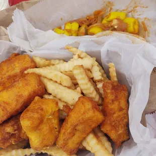 fish and chips, fish, food, seafood