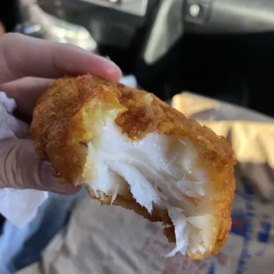 Inside of the cod meal, perfectly fried