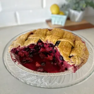 Fresh Baked Triple Berry Pie. Traveled with us home from Lone Pine to Palm Desert.