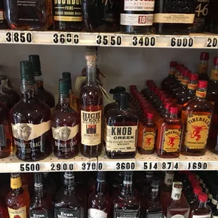 liquor bottles on shelves