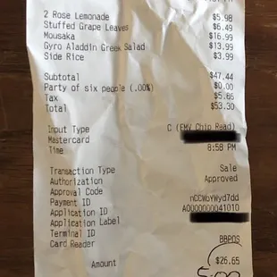 Receipts