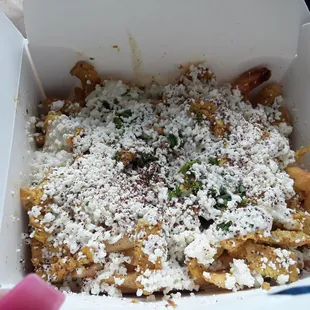 Aladdin fries with chicken and feta