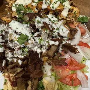 Chicken Shawarma Combination Plate (Gyro &amp; Chicken seriously delicious and massive!