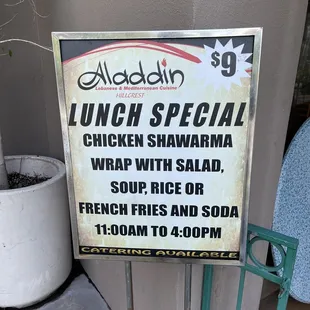 Lunch special $9.99