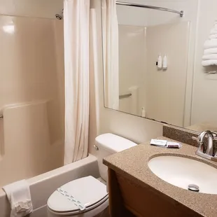 Nicely redone bathroom.