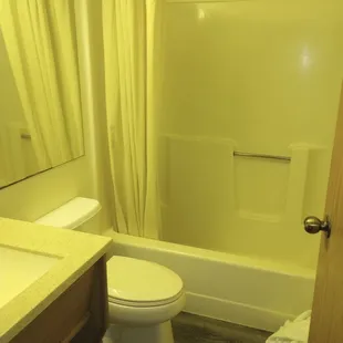 Bathroom, floors are the only updated item in here. Everything else is old and crusty