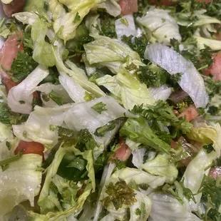 Tabbouleh salad- mostly lettuce??? I picked out the slimy brown pieces of old parsley