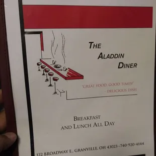 The menu.