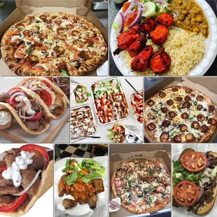 Aladdin pizza, spicy kabob, Gyros in pita, Gyro Bowls, wings, Steak &amp; Cheese