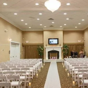 The Gallery set for an indoor wedding