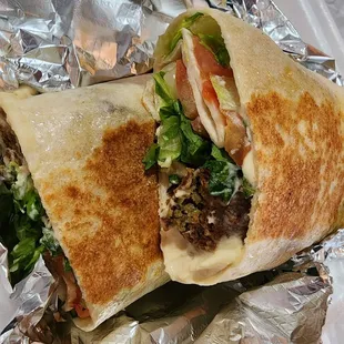 Falafel and hummus wrap