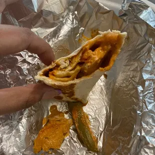 ws a hand holding a pita