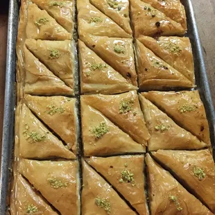 Freshly baked tray of Baklava