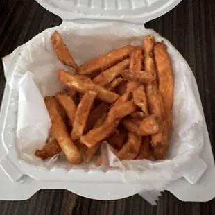 Fries; tasty but a little too soft